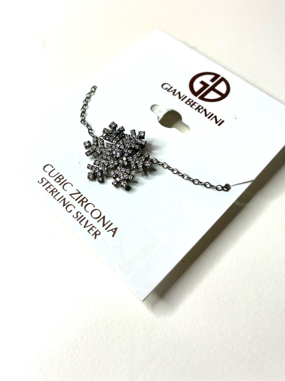 Giani Bernini Silver-Tone Snowflake Necklace with Sparkling Cubic Zirconia - Picture 3 of 4